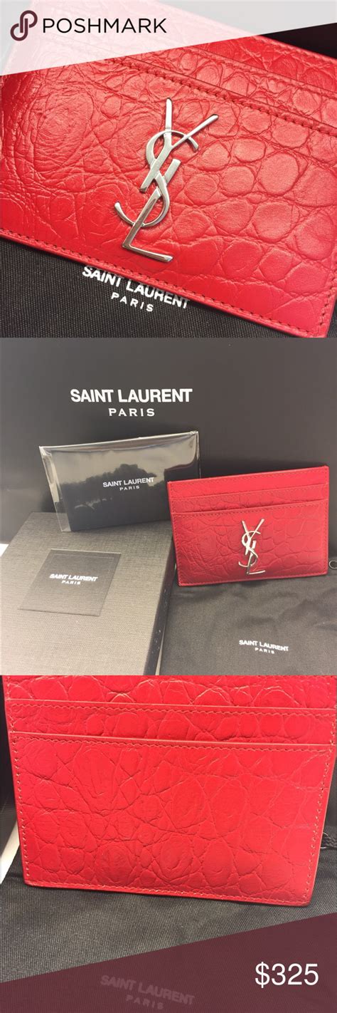 ysl red credit card holder|YSL crocodile card holder.